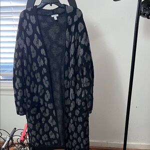 Nine West Black and Gray Leopard Cardigan